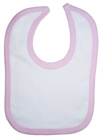 White Interlock Bib Pink Binding