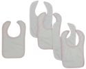 White Bib With Pink Trim and White Trim (Pack of 5)