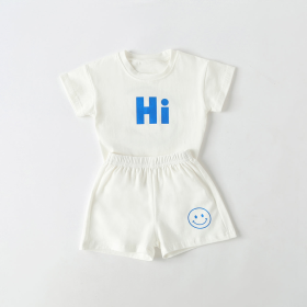 Baby Smiley & Slogan Print Tops Combo Shorts Korean Style Sets