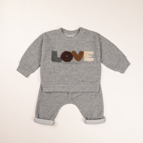 Baby LOVE Graphic Hoodies Combo Pants Kids Valentine Day Sets