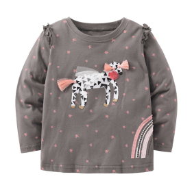 Baby Girl Cartoon Unicorn Patches Pattern Cotton Shirt