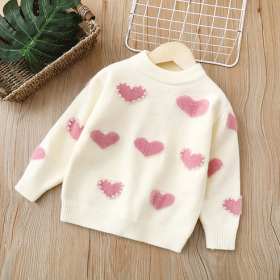 Baby Heart Patched Design Single Breasted Design Cardigan