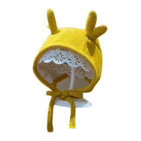 Yellow Baby Autumn Winter Hat Cute Deer Horn Beanie Hat Cotton Ear Protection Toddler Hat for Boys Girls,2-15 Months