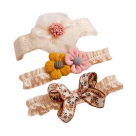 3 Pcs Baby Hair Bands Bowknot Cute Princess Headdress Girls Lace Flower Hair Accessories