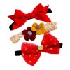 3 Pcs Baby Hair Bands Red Lace Bowknot Cute Princess Headdress Girls Flower Hair Accessories