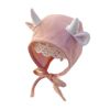 Pink Baby Autumn Winter Hat Cute Cow Horn Beanie Hat Cotton Ear Protection Toddler Hat for Boys Girls,2-15 Months