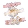 3 Pcs Baby Girl Cute Hair Bands Pink Beige Bow Headbands Flower Crown Headwear