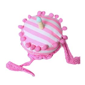 Pink Striped Plush Birthday Cake Hat Cute Cartoon Birthday Hat Kids Party Decoration Hairband