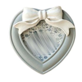 Grey Heart Shape 3x4 Resin Wooden Wedding Photo Frame White Bowknot Picture Frame Display