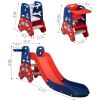 Baby Highchair and Toddler Slide with Basketball Hoop, Easy-Climb Stair, Extra Long Slide and Ball - Red and Blue Car XH