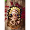 Newborn Baby Photography Prop Handmade knitted Indian Feather Hat Sets