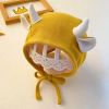 Yellow Baby Autumn Winter Hat Cute Cow Horn Beanie Hat Cotton Ear Protection Toddler Hat for Boys Girls,2-15 Months