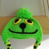 Baby Knitted Beanie Cute Green Geek with Cute Smiley Photo Prop for Baby Boys Girls