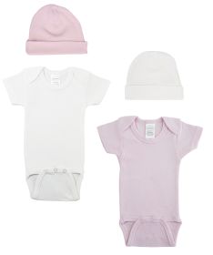 Baby Girl 6 Pc Layette Sets (Color: White/Pink, size: large)