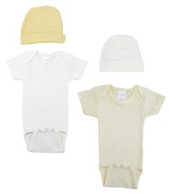 Unisex Baby 4 Pc Layette Sets (Color: White/Blue, size: large)