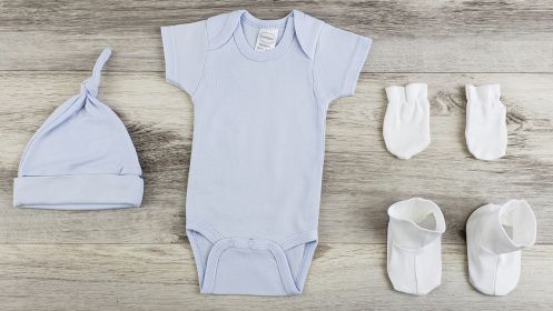 5 Pc Layette Baby Clothes Set (Color: Blue/White, size: Newborn)