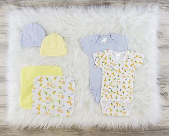 6 Pc Layette Baby Clothes Set (Color: Blue/Yellow, size: Newborn)