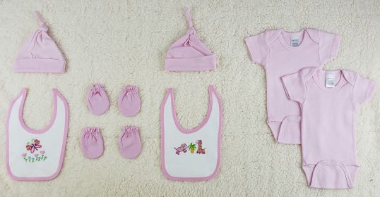 8 Pc Layette Baby Clothes Set (Color: pink, size: Newborn)