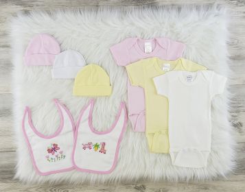 8 Pc Layette Baby Clothes Set (Color: Pink/Yellow/White, size: small)