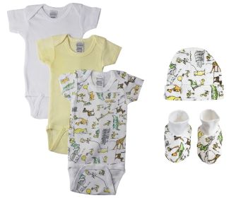 Unisex Baby 5 Pc Bodysuits (Color: White, size: medium)