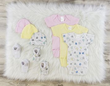 8 Pc Layette Baby Clothes Set (Color: White/Pink/Yellow, size: Newborn)