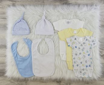 7 Pc Layette Baby Clothes Set (Color: White/Pink/Yellow, size: large)