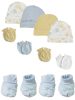 Preemie Baby Boy Caps with Infant Mittens and Booties - 10 Pack