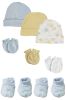 Preemie Baby Boy Caps with Infant Mittens and Booties - 8 Pack