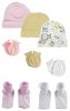 Baby Girls Caps, Booties and Mittens (Pack of 8)