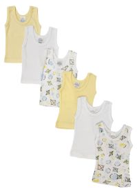 Unisex Baby 6 Pc Tank Tops (Color: White, size: Newborn)