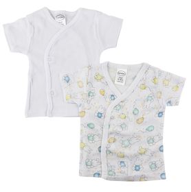 Infant Side Snap Short Sleeve Shirt - 2 Pack (Color: White, size: Newborn)