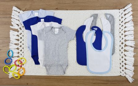 8 Pc Layette Baby Clothes Set (Color: White/Blue/Navy/Grey, size: large)