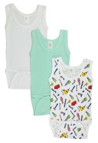 Boys Printed Tank Top (Color: White/Aqua/Print, size: medium)