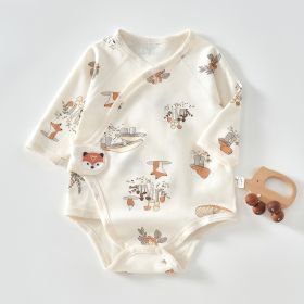 Newborn Baby Pure Cotton One-pieces Triangle Rompers (Option: Coffee Color Fox Onesie-59 Yards)