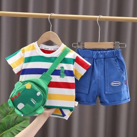 Men's Short Sleeve Two-piece Suit (Option: Blue Set Green Bag-80cm)