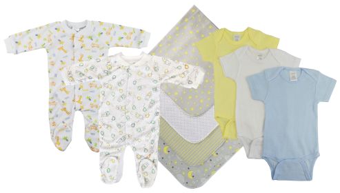 Unisex Baby 9 Pc Layette Sets (Color: White/Yellow, size: large)