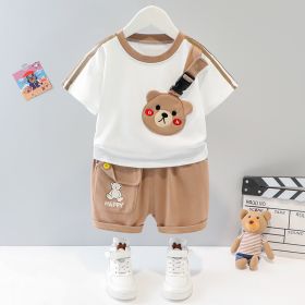 Short-sleeved Cartoon Animal Two-piece Set Children's Western Style (Option: White-73cm)