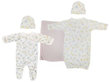 Girls Newborn Baby 5 Pc Layette Sets (Color: White/Pink, size: large)