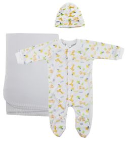 Unisex Newborn Baby 3 Pc Layette Sets (Color: White, size: small)