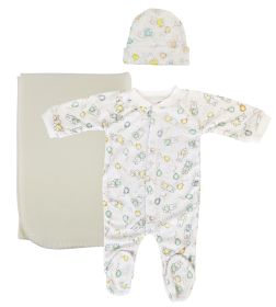 Unisex Newborn Baby 3 Pc Layette Sets (Color: YELLOW, size: large)