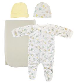 Unisex Newborn Baby 5 Pc Layette Sets (Color: YELLOW, size: large)