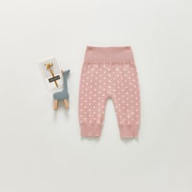 Children's Cotton Knitted Wool Polka Dot Pants (Option: Pink-80cm)