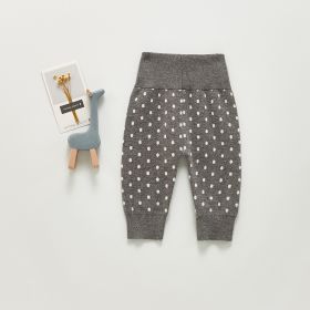 Children's Cotton Knitted Wool Polka Dot Pants (Option: Grey-80CM)