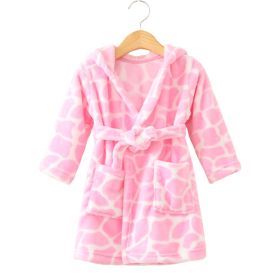 Clothing Children's Bathrobe Robe Thick Flannel (Option: Pink water waves-100)