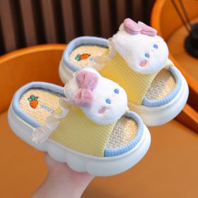 Linen Breathable Baby Cotton Linen Slippers (Option: Yellow-24 Size 25)