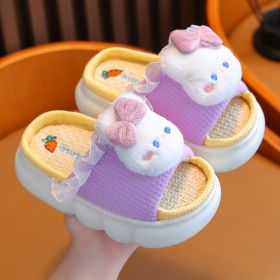 Linen Breathable Baby Cotton Linen Slippers (Option: Purple-24 Size 25)