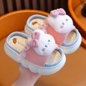 Linen Breathable Baby Cotton Linen Slippers (Option: Pink-24 Size 25)