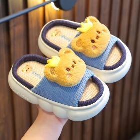 Linen Breathable Baby Cotton Linen Slippers (Option: Blue Bear-24 Size 25)