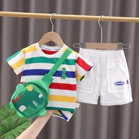 Men's Short Sleeve Two-piece Suit (Option: White Set Green Bag-80cm)