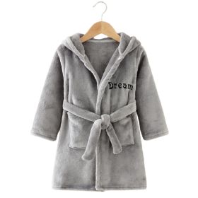 Clothing Children's Bathrobe Robe Thick Flannel (Option: Grey-140)